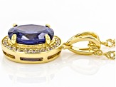 Blue And White Cubic Zirconia 18k Yellow Gold Over Sterling Silver 3.22ctw
