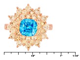 Blue And Brown Cubic Zirconia 18k Rose Gold Over Sterling Silver Ring 5.03ctw