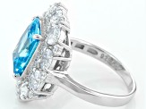 Blue And White Cubic Zirconia Rhodium Over Sterling Silver Ring 8.92ctw