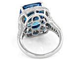 Blue And White Cubic Zirconia Rhodium Over Sterling Silver Ring 19.20ctw