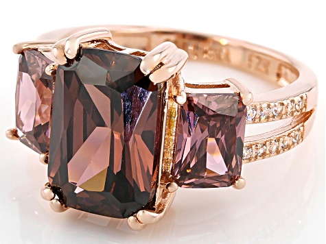 Blush And White Cubic Zirconia 18k Rose Gold Over Silver Ring 9.75ctw