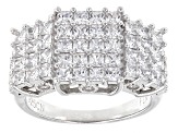White Cubic Zirconia Rhodium Over Sterling Silver Ring 4.88ctw