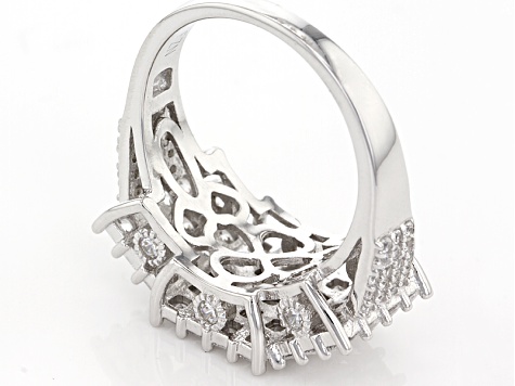 White Cubic Zirconia Rhodium Over Sterling Silver Ring 4.88