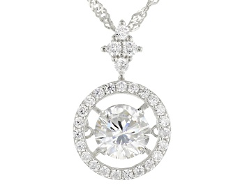Picture of White Cubic Zirconia Rhodium Over Sterling Silver Pendant With Chain 2.15ctw