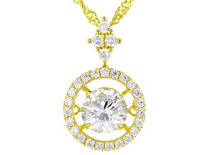 White Cubic Zirconia 18k Yellow Gold Over Sterling Silver Pendant With Chain 2.15ctw