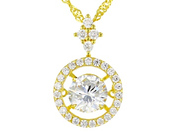 Picture of White Cubic Zirconia 18k Yellow Gold Over Sterling Silver Pendant With Chain 2.15ctw