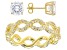 White Cubic Zirconia 18K Yellow Gold Over Sterling Silver Ring And Earrings 6.75ctw