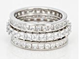 White Cubic Zirconia Rhodium Over Sterling Silver Rings Set Of 3 6.20ctw