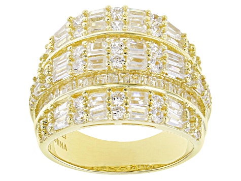 White Cubic Zirconia 18k Yellow Gold Over Sterling Silver Ring 5.45ctw