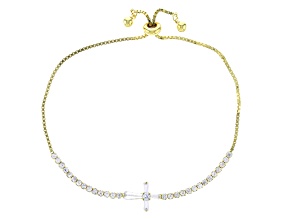 White Cubic Zirconia 18k Yellow Gold Over Sterling Silver Adjustable Bracelet 3.32ctw