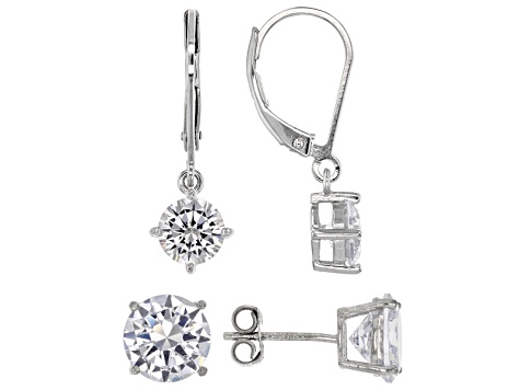white cubic zirconia rhodium over sterling silver earrings set 9.78ctw