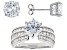 white cubic zirconia rhodium over sterling silver ring and earrings 12.66ctw