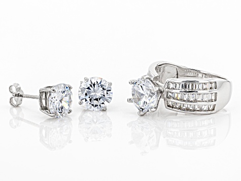 white cubic zirconia rhodium over sterling silver ring and