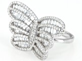 White Cubic Zirconia Rhodium Over Sterling Silver Butterfly Ring 4.12ctw