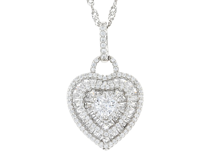 white cubic zirconia rhodium over sterling silver pendant