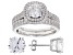 White Cubic Zirconia Rhodium Over Sterling Silver Ring With Band and Earrings 10.26ctw