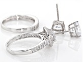 White Cubic Zirconia Rhodium Over Sterling Silver Ring With Band and Earrings 10.26ctw