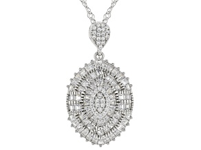 white cubic zirconia rhodium over sterling silver pendant with chain 2.89ctw