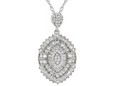 white cubic zirconia rhodium over sterling silver pendant with chain 2.89ctw