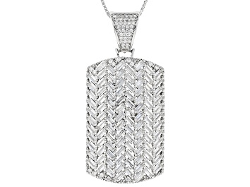 Picture of white cubic zirconia rhodium over sterling silver pendant with chain 7.85ctw