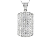 white cubic zirconia rhodium over sterling silver pendant with chain 7.85ctw