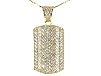 Picture of White Cubic Zirconia 18K Yellow Gold Over Silver Pendant With Chain 7.85ctw