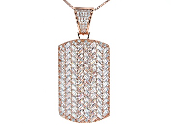 Picture of White Cubic Zirconia 18K Rose Gold Over Sterling Silver  Pendant With Chain
