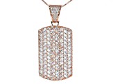 White Cubic Zirconia 18K Rose Gold Over Sterling Silver  Pendant With Chain