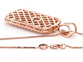 White Cubic Zirconia 18K Rose Gold Over Sterling Silver  Pendant With Chain