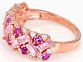 Pink & White Cubic Zirconia 18K Rose Gold Over Sterling Silver Ring 2.72ctw