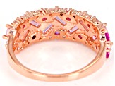 Pink Lab Created Sapphire, Pink, And White Cubic Zirconia 18K Rose Gold Over Silver Ring 2.72ctw