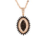 Brown & White Cubic Zirconia 18K Rose Gold Over Sterling Silver Cluster Pendant With Chain 1.92ctw