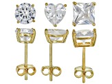 White Cubic Zirconia 18k Yellow Gold Over Sterling Silver Jewelry Set Of 6 - 13.72ctw