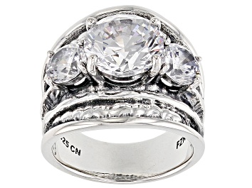 Picture of White Cubic Zirconia Rhodium Over Sterling Silver 3 Stone Ring 8.97ctw