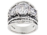 White Cubic Zirconia Rhodium Over Sterling Silver 3 Stone Ring 8.97ctw