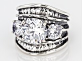 White Cubic Zirconia Rhodium Over Sterling Silver 3 Stone Ring 8.97ctw