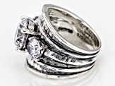 White Cubic Zirconia Rhodium Over Sterling Silver 3 Stone Ring 8.97ctw