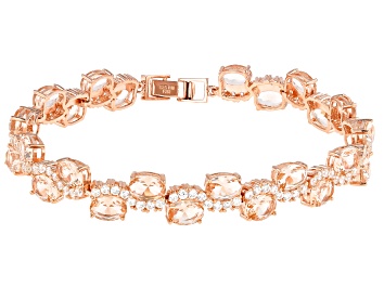 Picture of Morganite Simulant & White Cubic Zirconia 18K Rose Gold Over Sterling Silver Bracelet