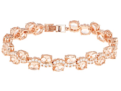 Morganite Simulant & White Cubic Zirconia 18K Rose Gold Over Sterling Silver Bracelet