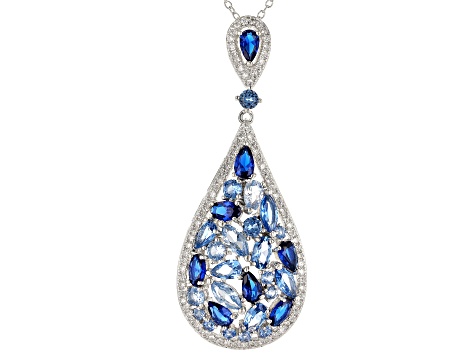 Lab Created Blue Spinel & White Cubic Zirconia Rhodium Over Silver ...