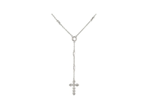 White Cubic Zirconia Rhodium Over Sterling Silver Cross Necklace 2.79ctw