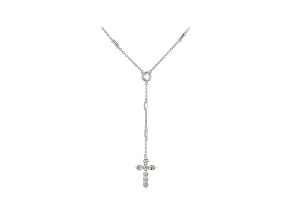 White Cubic Zirconia Rhodium Over Sterling Silver Cross Necklace 2.79ctw