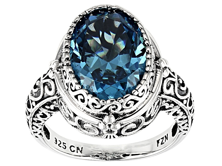 1.30ct Blue Sapphire & Diamond 18K WG Star Burst Stud