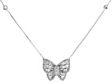 White Cubic Zirconia Rhodium Over Sterling Silver Butterfly Necklace 2.14ctw