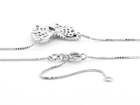 White Cubic Zirconia Rhodium Over Sterling Silver Butterfly 