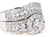 White Cubic Zirconia Rhodium Over Sterling Silver Ring Set 3.63ctw