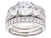 White Cubic Zirconia Rhodium Over Sterling Silver Center Design Ring With Bands 5.11ctw