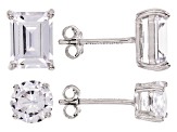 White Cubic Zirconia Rhodium Over Sterling Silver Earrings And Pendants With Chain Set of 4 22.04ctw