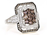 White, Mocha, And Brown Cubic Zirconia Rhodium Over Silver Ring 2.41ctw