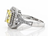 Yellow And White Cubic Zirconia Rhodium Over Sterling Silver Ring 4.24ctw